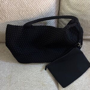 BCBG Elegant Black Woven Tote Bag